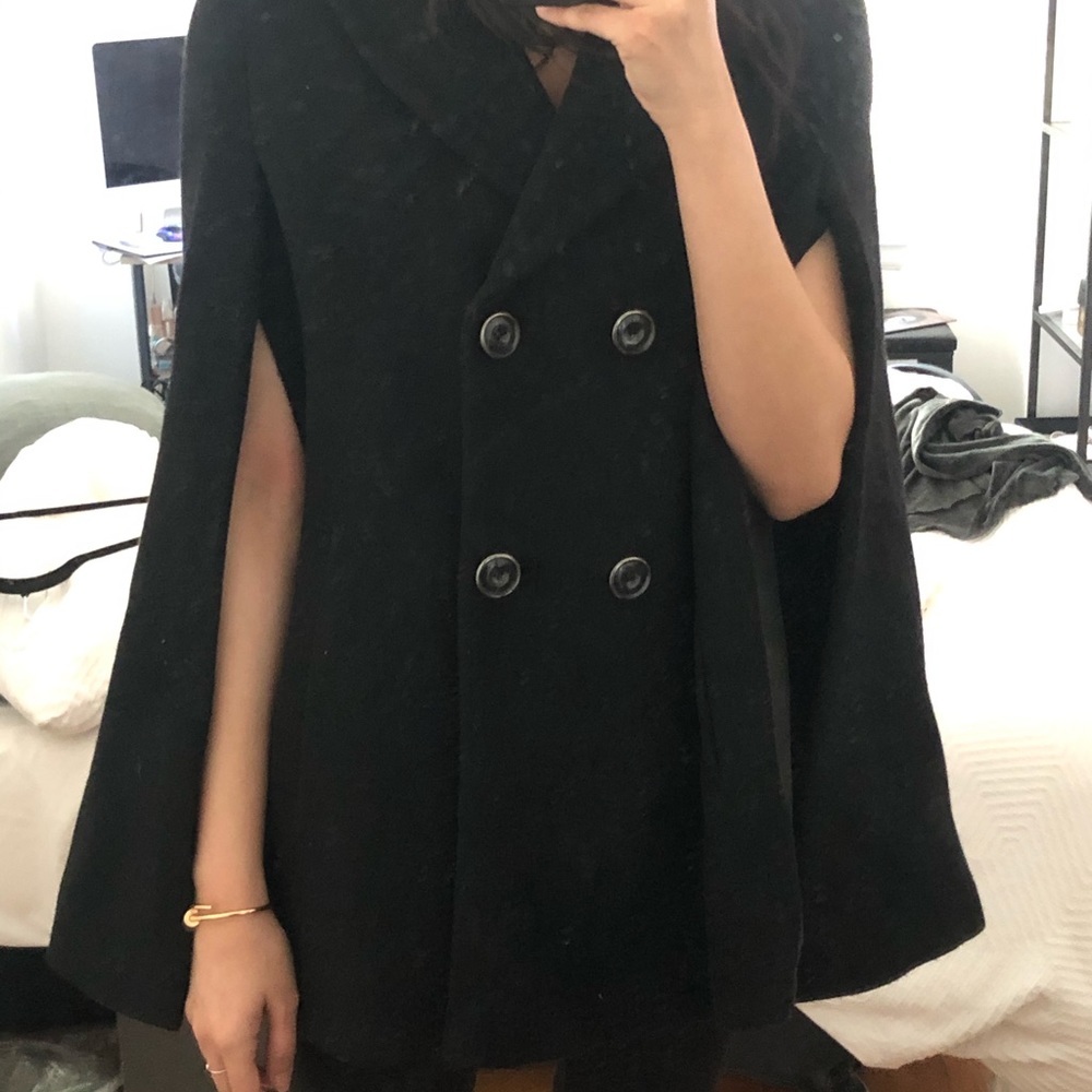 Black cape style coat
